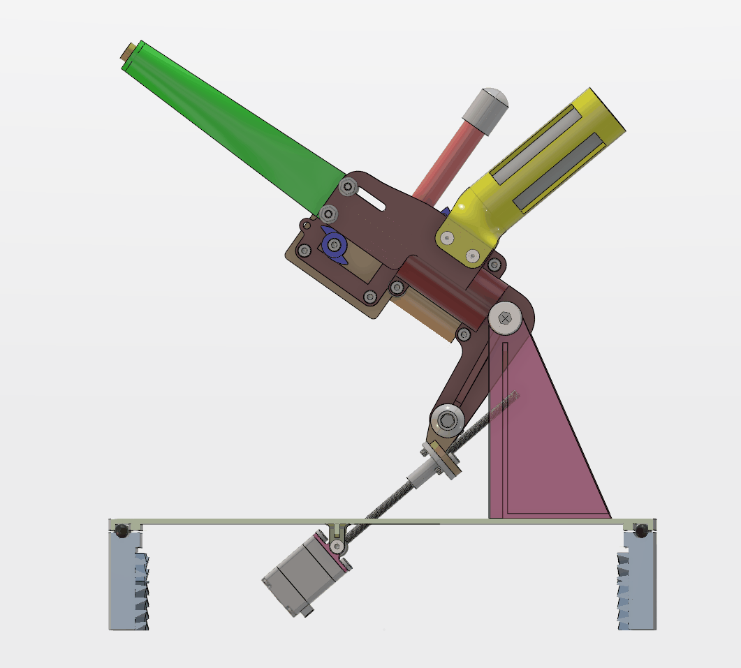 Turret head at maximum elevation, barrel axis 35.2 degrees above horizontal